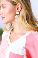 Load image into Gallery viewer, Bone Crochet Carved Disc Dangle Earrings