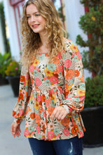 Load image into Gallery viewer, Listen to Your Heart Dusty Taupe Vintage Floral Babydoll Top