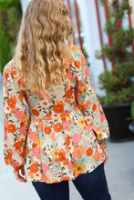 Load image into Gallery viewer, Listen to Your Heart Dusty Taupe Vintage Floral Babydoll Top