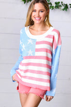 Load image into Gallery viewer, Stars &amp; Stripes Patriotic Hi Lo Oversized Sweater