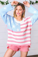 Load image into Gallery viewer, Stars &amp; Stripes Patriotic Hi Lo Oversized Sweater
