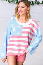 Load image into Gallery viewer, Stars &amp; Stripes Patriotic Hi Lo Oversized Sweater