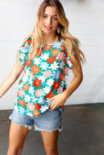 Load image into Gallery viewer, Jade Green Flower Power Double Ruffle Sleeve Top