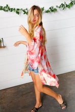 Load image into Gallery viewer, Lavender &amp; Sage Colorblock Floral Print Chiffon Kimono