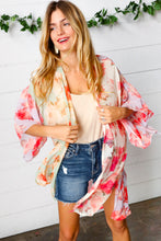 Load image into Gallery viewer, Lavender &amp; Sage Colorblock Floral Print Chiffon Kimono