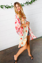 Load image into Gallery viewer, Lavender &amp; Sage Colorblock Floral Print Chiffon Kimono