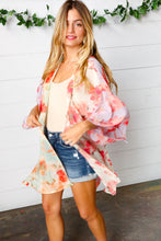 Load image into Gallery viewer, Lavender &amp; Sage Colorblock Floral Print Chiffon Kimono