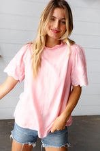 Load image into Gallery viewer, Soft Pink Mock Neck Embroidered Woven Top