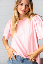 Load image into Gallery viewer, Soft Pink Mock Neck Embroidered Woven Top