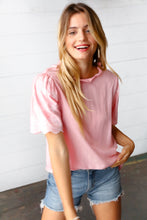 Load image into Gallery viewer, Soft Pink Mock Neck Embroidered Woven Top