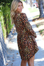 Load image into Gallery viewer, Mocha Leopard Long Sleeve Babydoll Dress