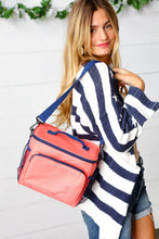 Load image into Gallery viewer, Coral &amp; Navy Insulated Cooler Box