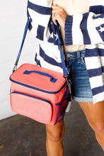Load image into Gallery viewer, Coral &amp; Navy Insulated Cooler Box