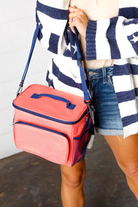 Coral & Navy Insulated Cooler Box