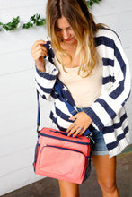 Load image into Gallery viewer, Coral &amp; Navy Insulated Cooler Box