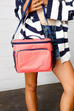 Load image into Gallery viewer, Coral &amp; Navy Insulated Cooler Box
