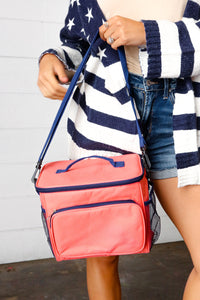 Coral & Navy Insulated Cooler Box