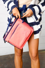 Load image into Gallery viewer, Coral &amp; Navy Insulated Cooler Box