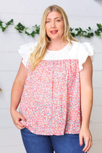 Load image into Gallery viewer, Coral &amp; White Floral Embroidered Yoke Top