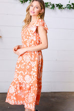 Load image into Gallery viewer, Sunset Boho Ethnic Floral V Neck Flutter Sleeve Dress
