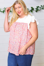 Load image into Gallery viewer, Coral &amp; White Floral Embroidered Yoke Top
