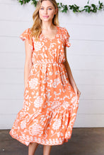 Load image into Gallery viewer, Sunset Boho Ethnic Floral V Neck Flutter Sleeve Dress