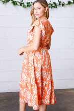 Load image into Gallery viewer, Sunset Boho Ethnic Floral V Neck Flutter Sleeve Dress