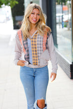 Load image into Gallery viewer, Oatmeal Multi-Plaid French Terry Pocketed Hoodie