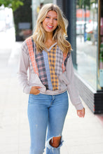 Load image into Gallery viewer, Oatmeal Multi-Plaid French Terry Pocketed Hoodie