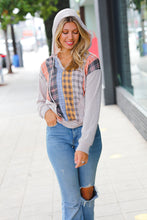 Load image into Gallery viewer, Oatmeal Multi-Plaid French Terry Pocketed Hoodie