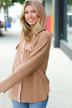 Load image into Gallery viewer, Camel Waffle Rib Hooded Washed Shacket