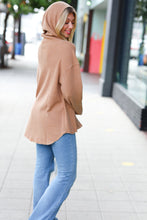 Load image into Gallery viewer, Camel Waffle Rib Hooded Washed Shacket