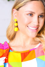 Load image into Gallery viewer, Canary Raffia Lantern Pom Dangle Earrings