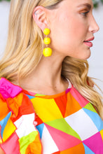 Load image into Gallery viewer, Canary Raffia Lantern Pom Dangle Earrings
