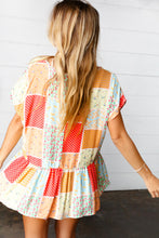 Load image into Gallery viewer, Coral &amp; Peach Boho Patchwork Babydoll Woven Top