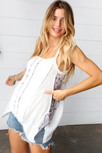 Load image into Gallery viewer, Cream &amp; Grey Color Block Leopard Outseam Sleeveless Top