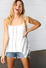 Load image into Gallery viewer, Cream &amp; Grey Color Block Leopard Outseam Sleeveless Top