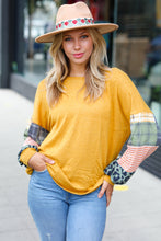 Load image into Gallery viewer, Mustard Hacci Plaid Two Tone Animal Print Top