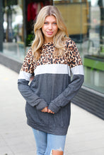 Load image into Gallery viewer, Charcoal &amp; Heather Grey Leopard Color Block Top