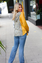 Load image into Gallery viewer, Mustard Stripe &amp; Animal Print Banded Button Down Hoodie