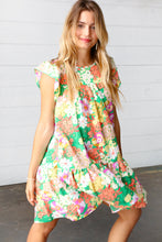 Load image into Gallery viewer, Kelly Green Floral Yoke Woven Gauze Dress
