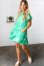 Load image into Gallery viewer, Emerald Green Floral Dolman Sleeve Babydoll Dress
