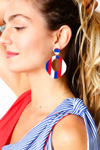 Load image into Gallery viewer, Americana Resin Oval Dangle Earrings