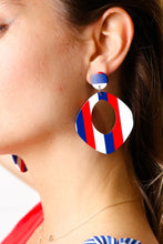Load image into Gallery viewer, Americana Resin Oval Dangle Earrings