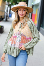Load image into Gallery viewer, Olive &amp; Mustard Boho Two Tone Tiered Babydoll Top