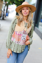 Load image into Gallery viewer, Olive &amp; Mustard Boho Two Tone Tiered Babydoll Top