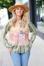 Load image into Gallery viewer, Olive &amp; Mustard Boho Two Tone Tiered Babydoll Top
