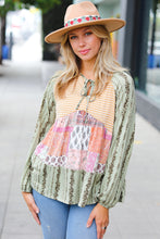 Load image into Gallery viewer, Olive &amp; Mustard Boho Two Tone Tiered Babydoll Top