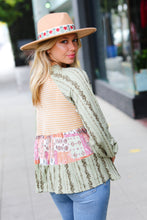 Load image into Gallery viewer, Olive &amp; Mustard Boho Two Tone Tiered Babydoll Top