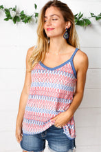 Load image into Gallery viewer, Red White &amp; Blue Squiggly Striped Sleeveless Top